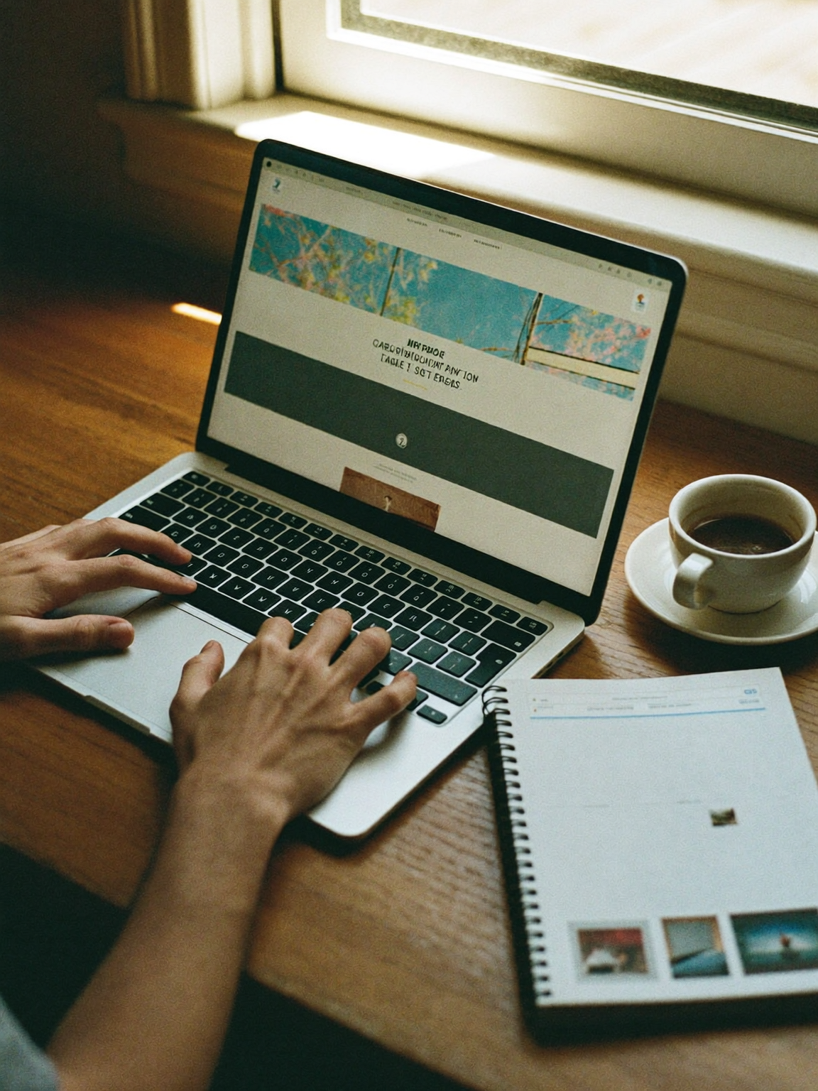 Iemand werkt aan een website op een laptop